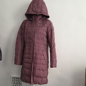 Lands' End Women's Hooded Puffer Coat - Plum